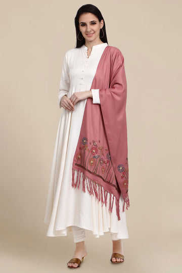 Pink Color Pure Viscose Winter Stole